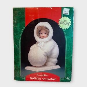 VINTAGE Santa's Best Animated Girl Rolling Snowball Christmas 1996